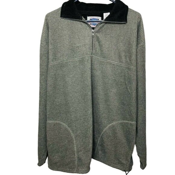 Mens Pullover Fleece Top Gray Sweatshirt Size Large Drawstring Hem u - Picture 1 of 6